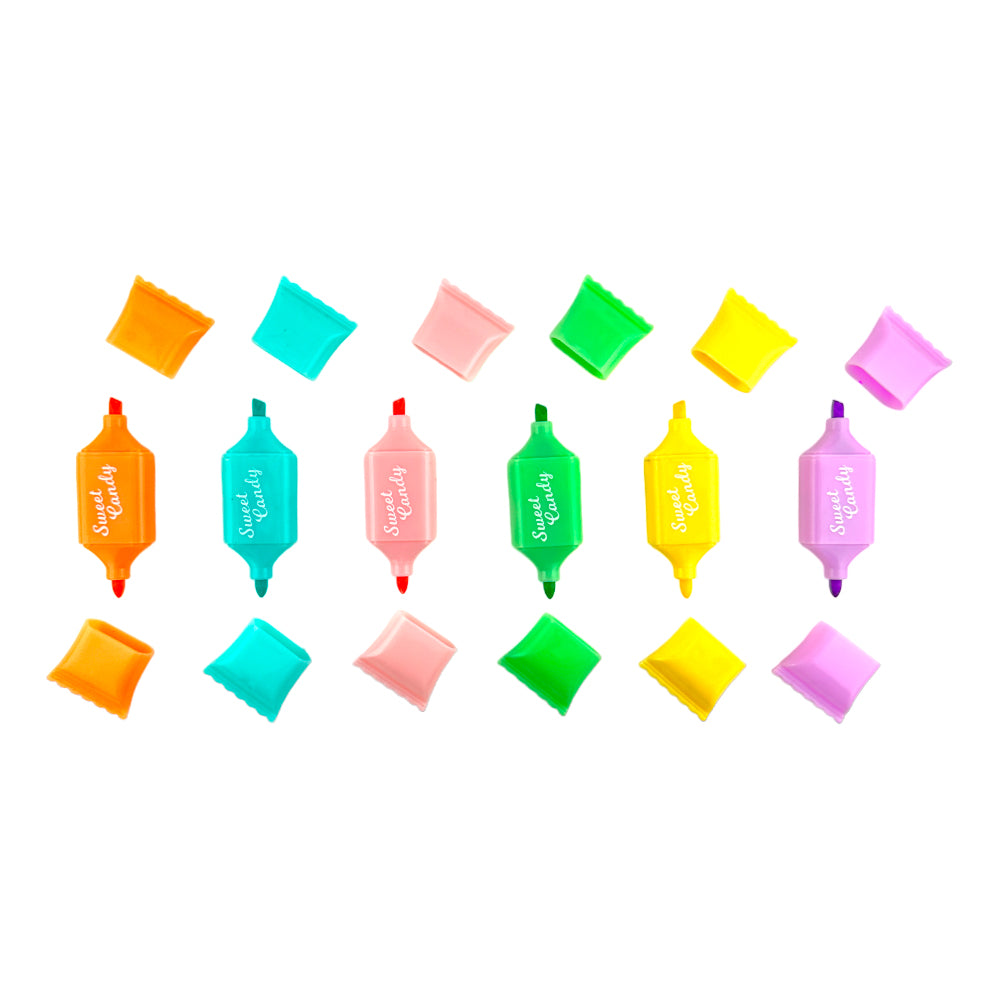 Kit 6 Marca Texto Pastel Duplo Candy Fofo Kawaii Material Escolar - DADOBOX