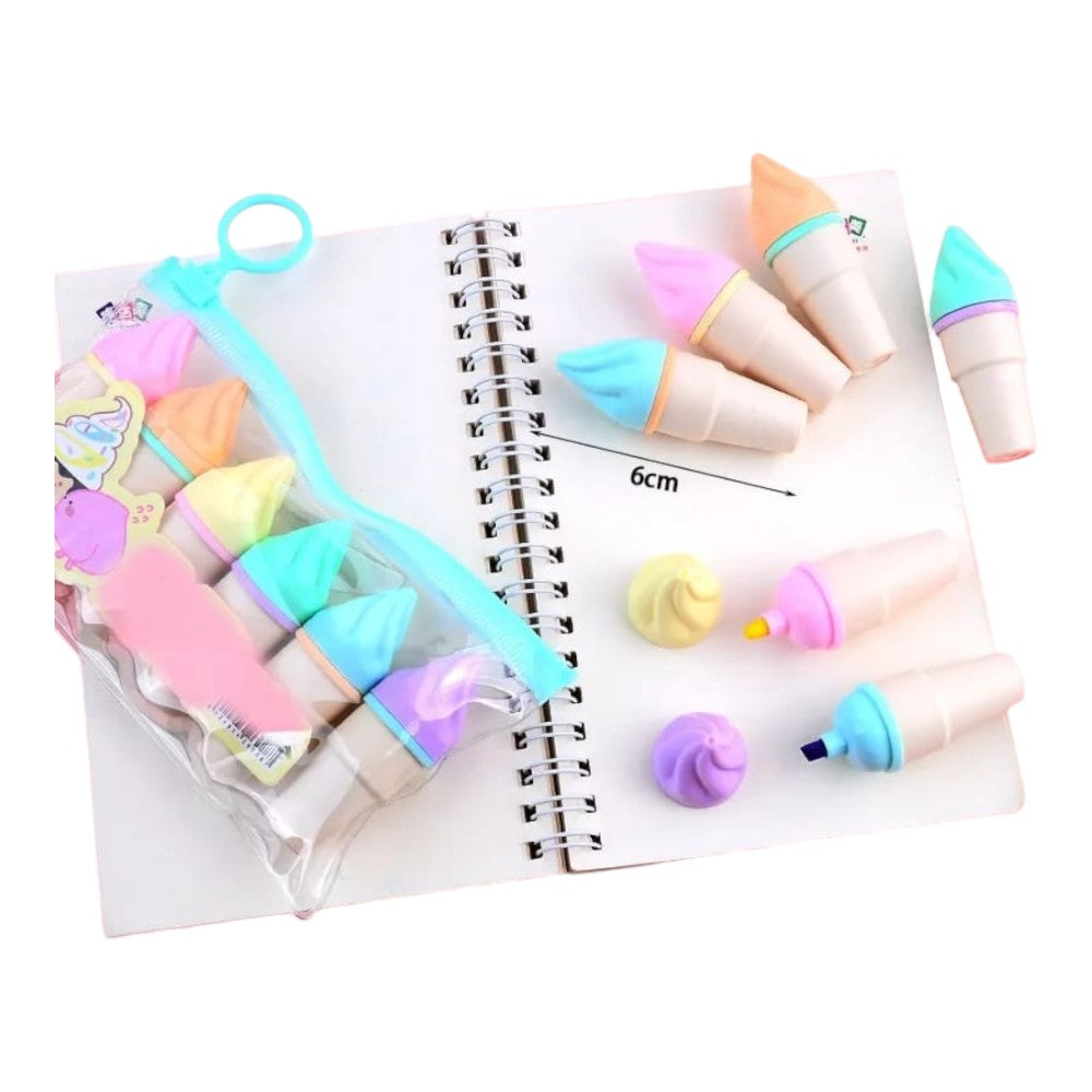 Kit Mini Marca Texto sorvete - 24 Kit Cada 6 cores
