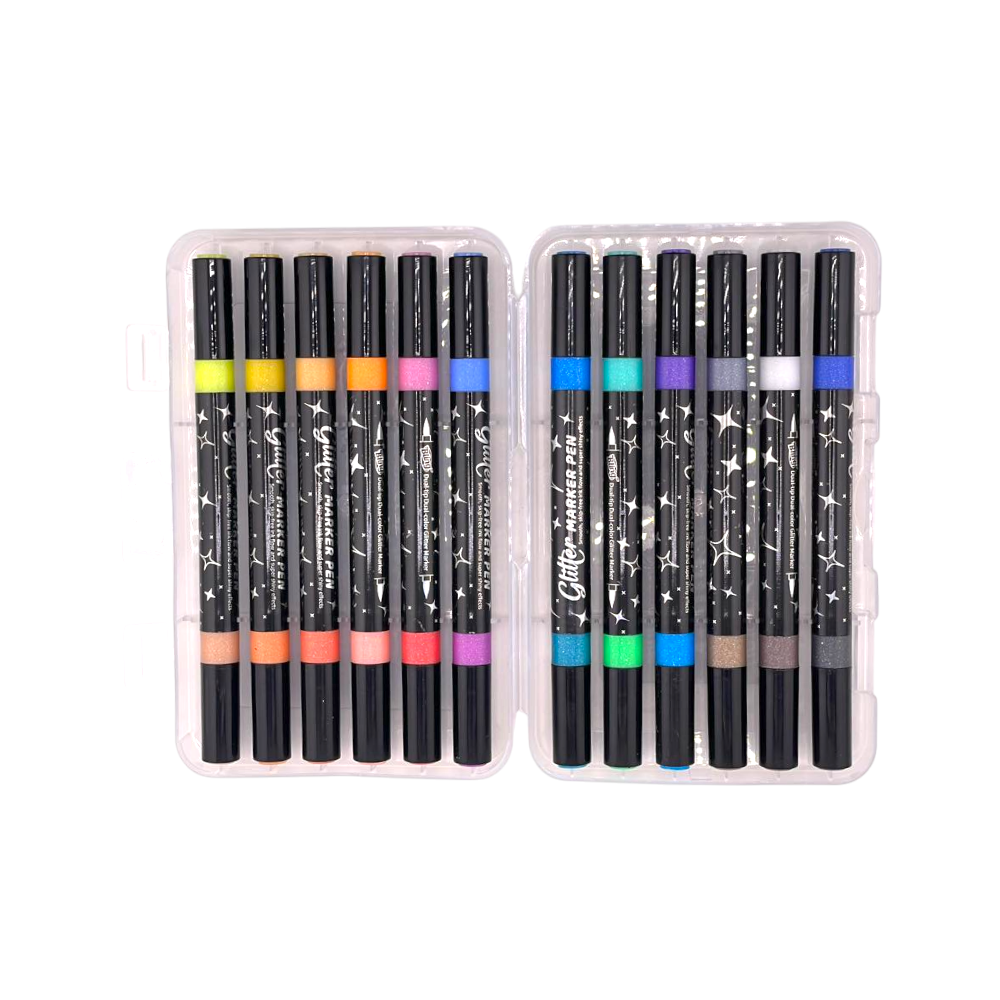 Canetinha Dual com Glitter 24 cores (12 peças) - 696-12