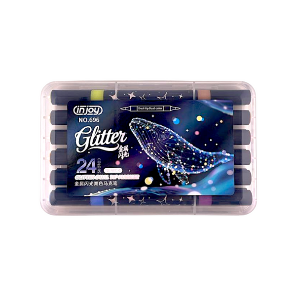 Canetinha Dual com Glitter 24 cores (12 peças) - 696-12
