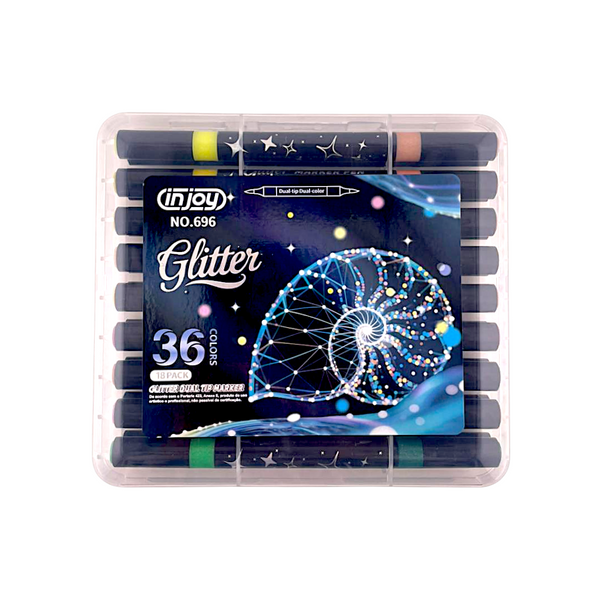 Canetinha Dual com Glitter 36 cores (18 peças) - 696-18