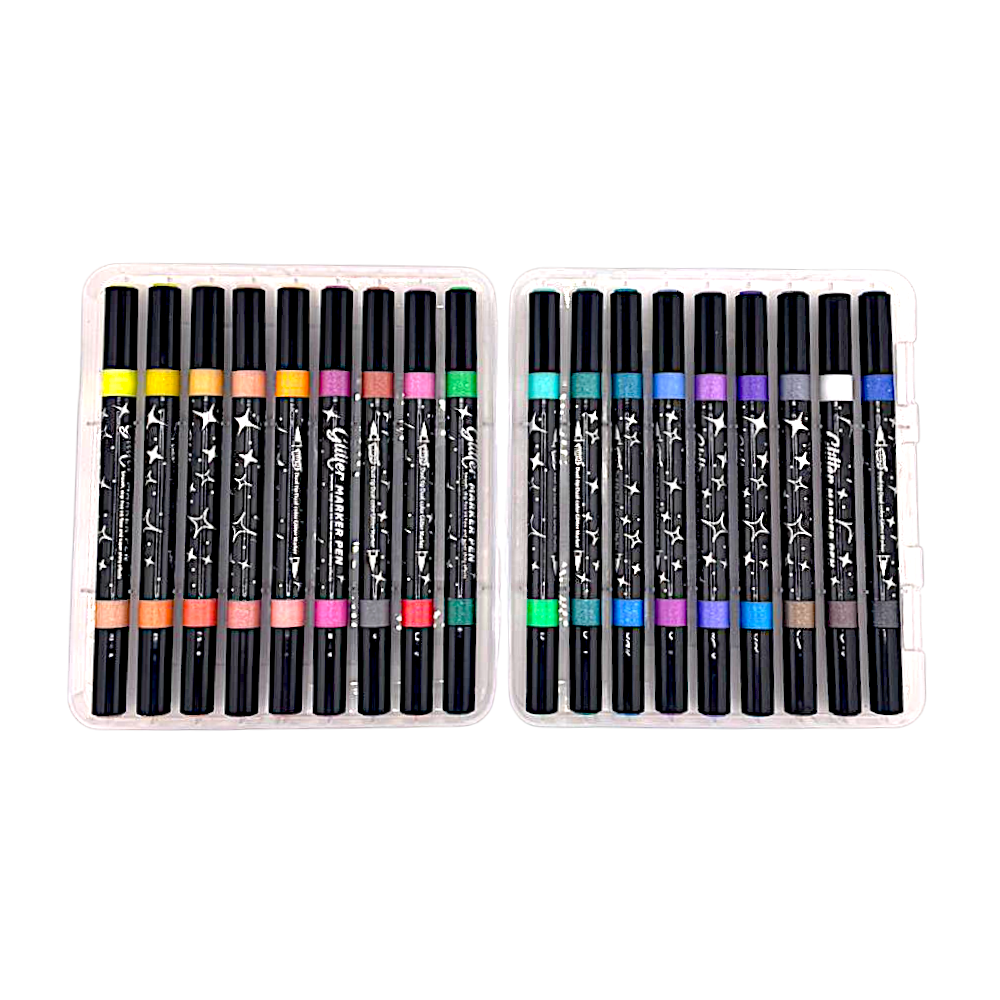 Canetinha Dual com Glitter 36 cores (18 peças) - 696-18