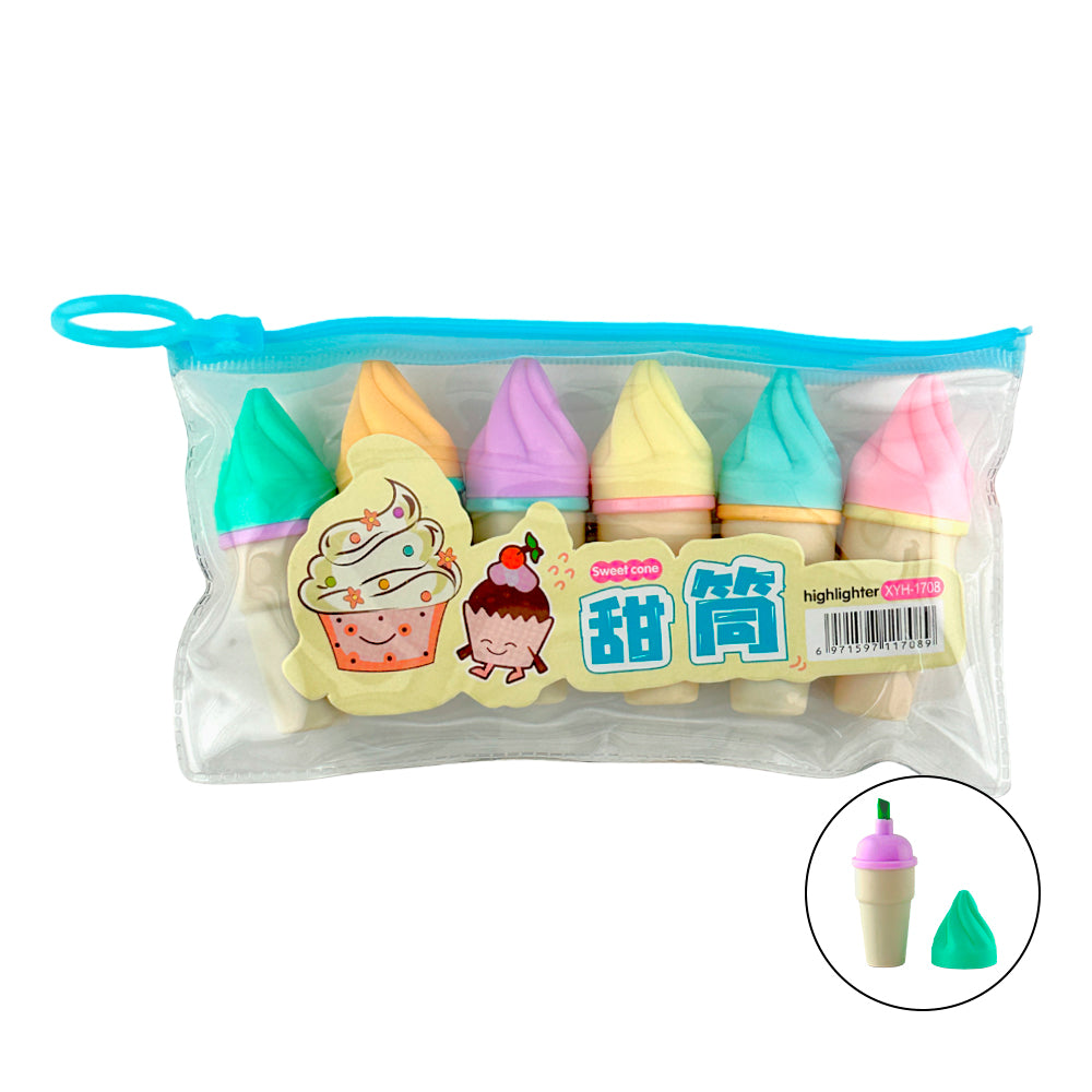 Kit Caneta Marca texto Sorvete com 6 cores - 24 kits