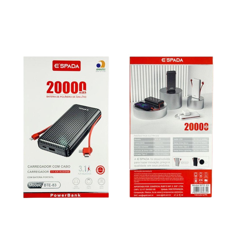 CARREGADOR PORTATIL BTE-83
