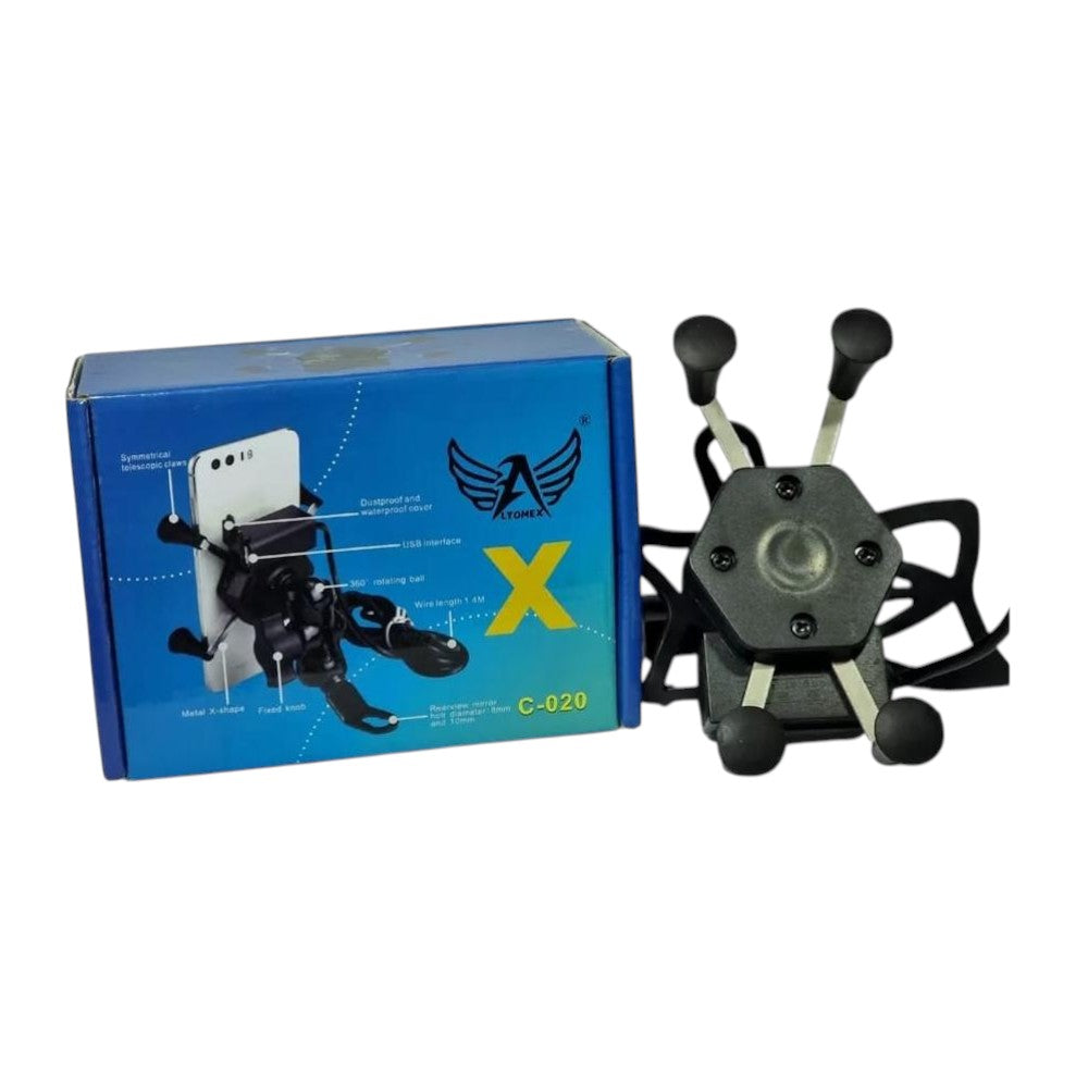 SUPORTE UNIVERSAL COM CARREGADOR PARA MOTO C-020