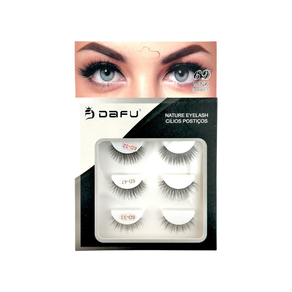 Cílios Postiços - 6D-32/33/47 - 3 pares + Pinça + Caneta Delineadora - #03047 - 12 Unidades