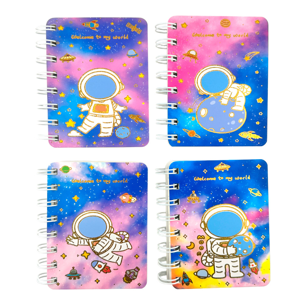 Caderno Espiral Astronauta #07 - 4 modelos- 8,5x10,8cm - 20 unidades