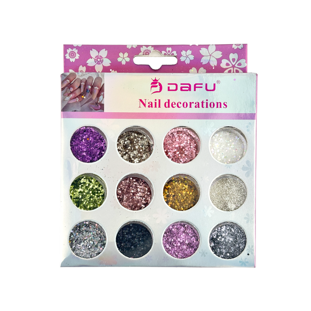 Glitter para Unhas 12 cores - Box com 6 unidades