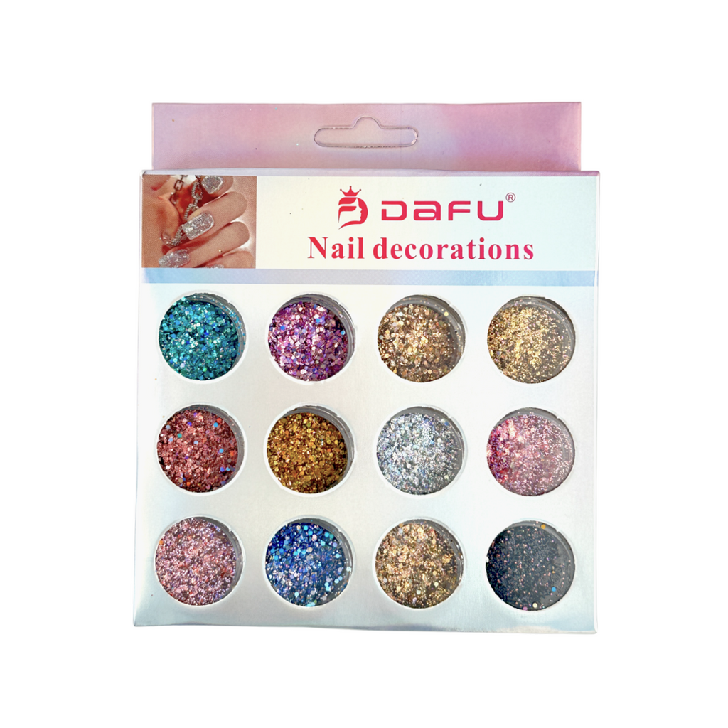 Glitter para Unhas 12 cores - Box com 6 unidades