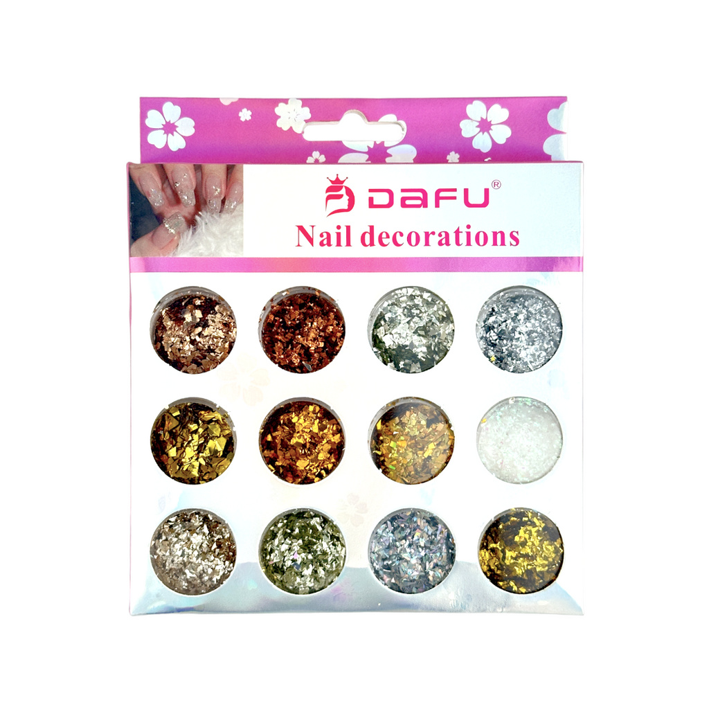 Glitter para Unhas 12 cores - Box com 6 unidades