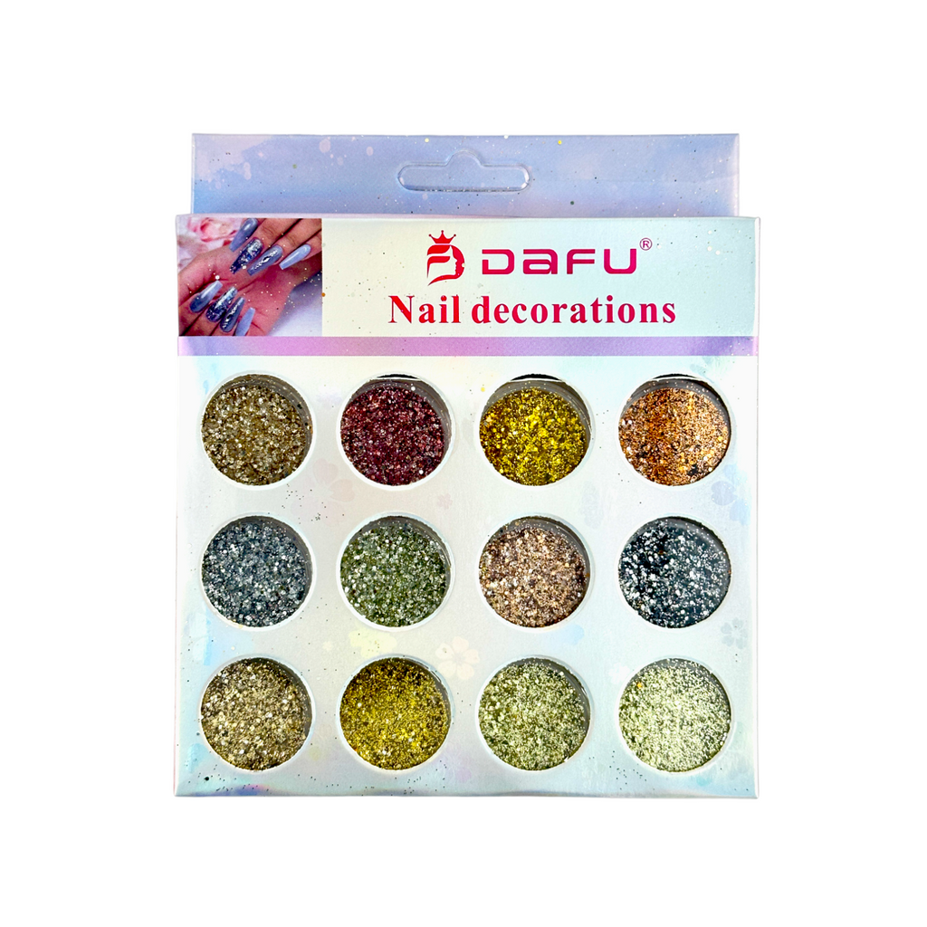 Glitter para Unhas 12 cores - Box com 6 unidades