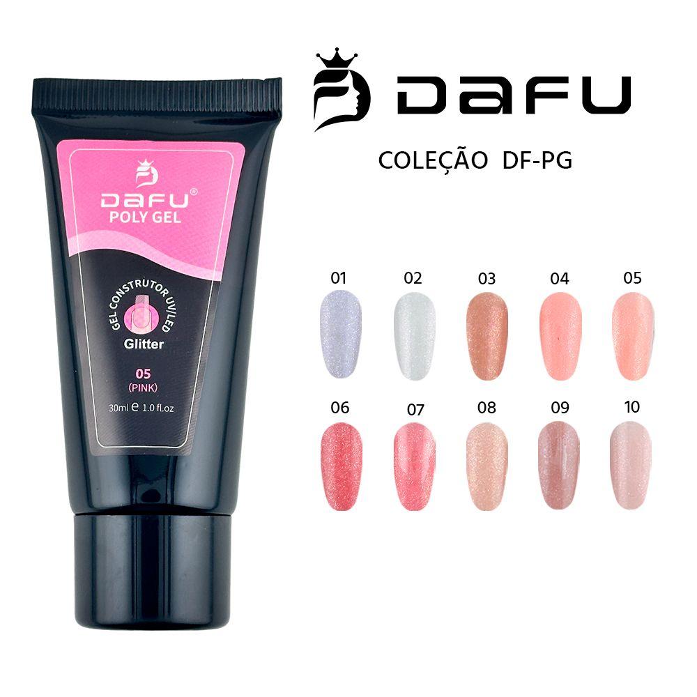 POLY GEL COM GLITTER DAFU DF-PG01-10-G