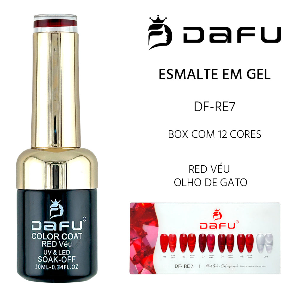 Esmalte em Gel 5(Red Véu) + (Olho de Gato) 6 Unid - 10ml - DF-RE7