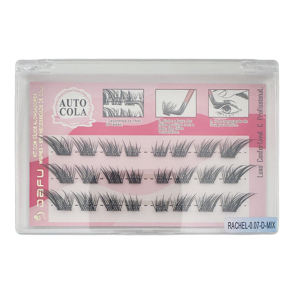 Kits Cílios Alongamentos Wispies Auto Colante - Rachel-0.07-D-MIX - DF107-FF40