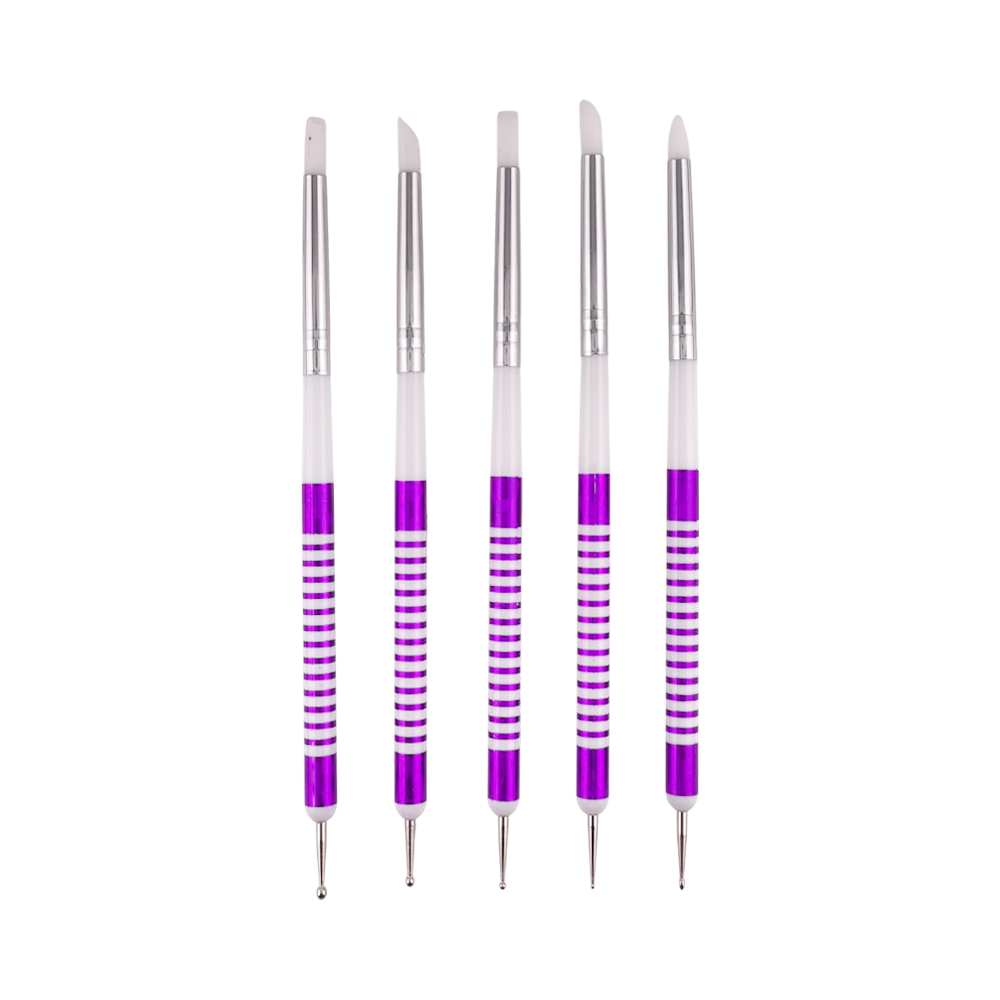 Pincel Branco e Roxo para Unha - DF12-PU28