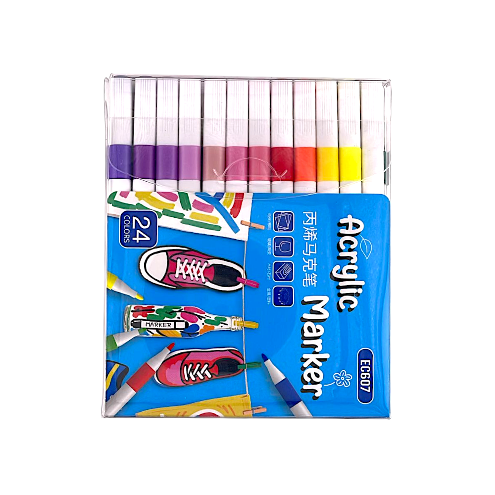 Caneta Hidrográfica Acrylic Marker 24 Cores - EC607-24