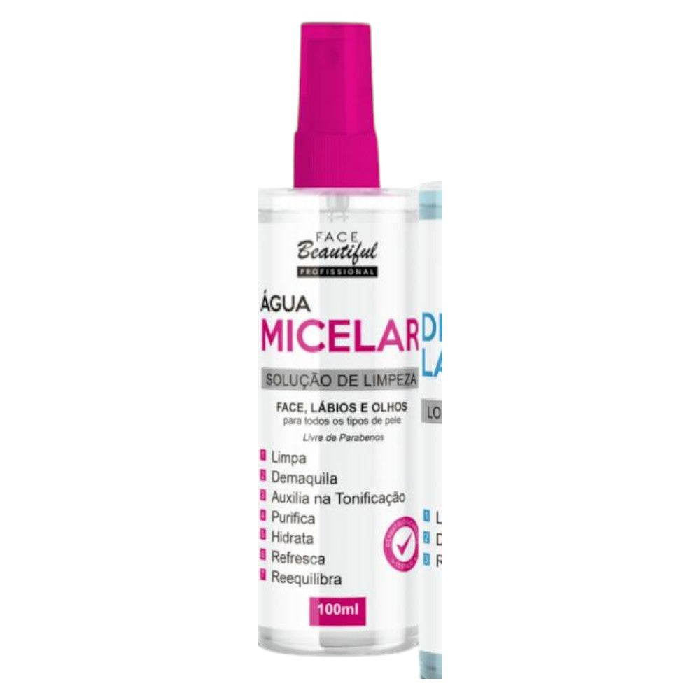 Agua micelar face, labios e olhos face beautyful profissional -FB230-U