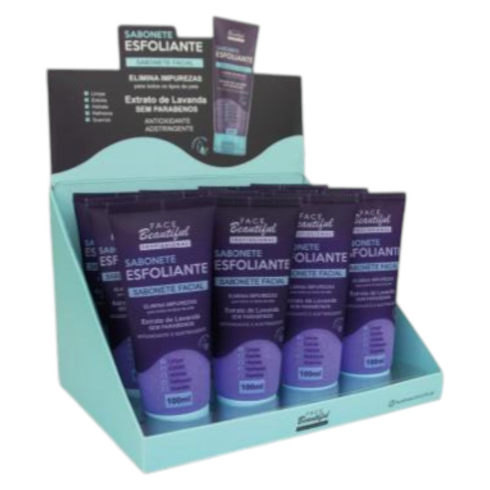 Sabonete esfoliante facial extrato de lavanda face beautyful profissional -FB360-D