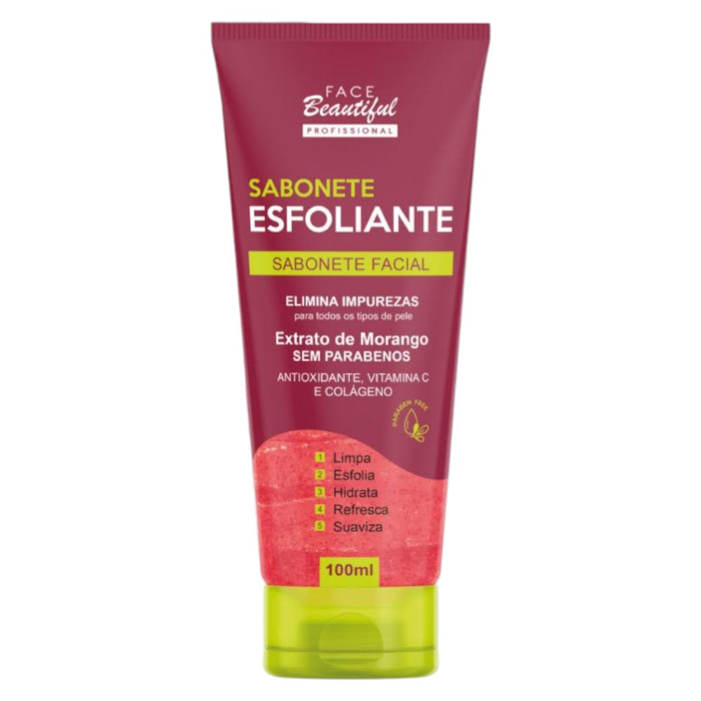 Sabonete esfoliante facial extrato de morango sem parabenos -FB361-D