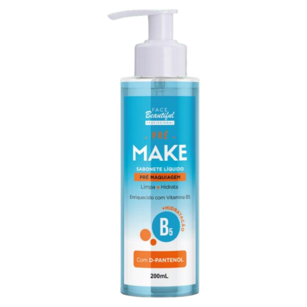 Sabonete liquido pre maquiagem com d-pantenol face beautyful profissional -FB365-U