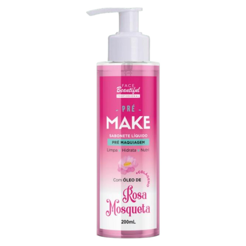 Sabonete liquido pre maquiagem rosa mosqueta face beautyful profissonal FB366-U
