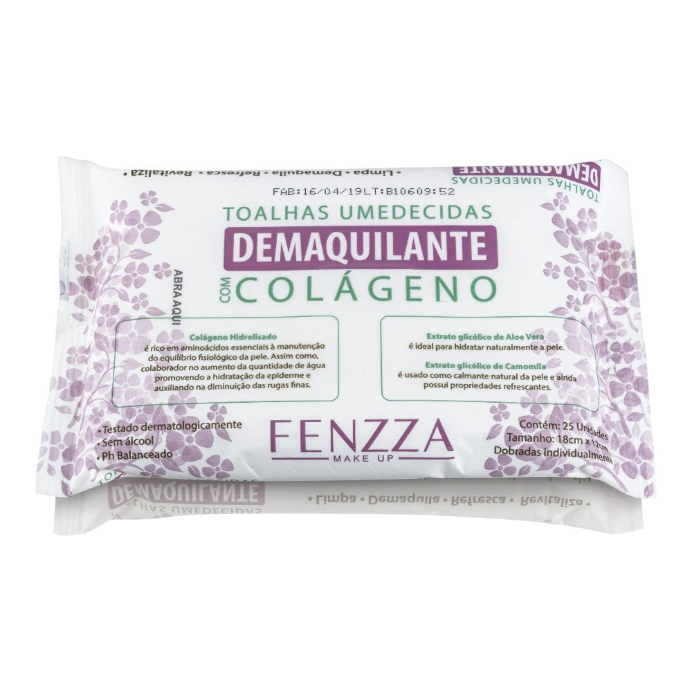 TOALHAS DEMAQUILANTE COM COLAGENO FENZZA -FZ51007