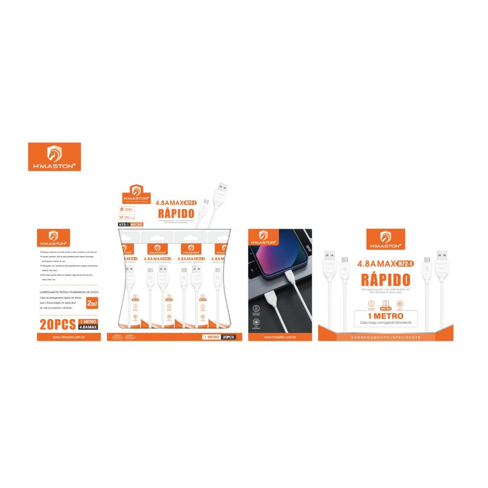 CABO USB COM ENTRADA V8 1M IP 4.8A H72-1