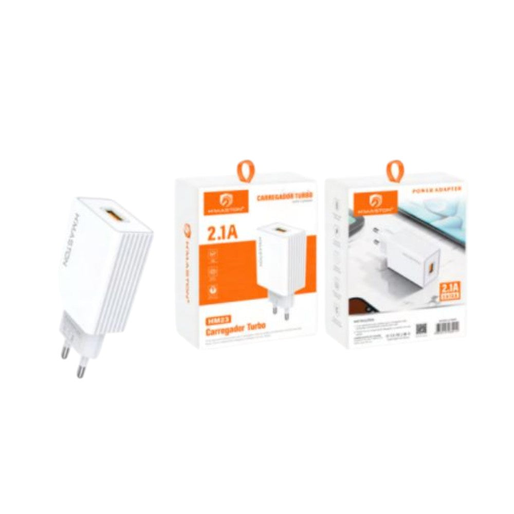 CARREGADOR TURBO USB 2.1 A COBRE HM23
