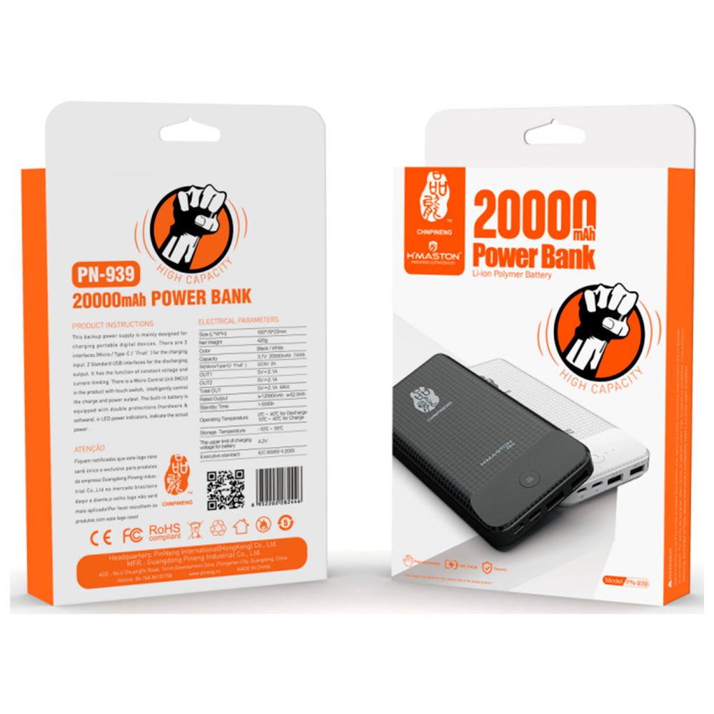 Powerbank 20000mAh PN-939 - 1 unidade