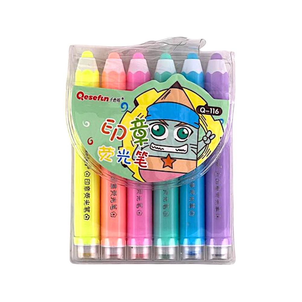 Caneta Marca Texto Qesefun (6 cores) - Q-116