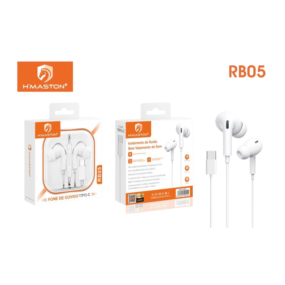 FONE DE OUVIDO ENTRADA TIPO C RB05