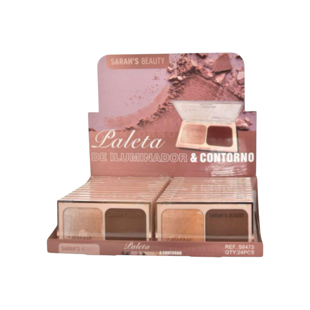 Paleta de iluminador e contorno Sarahs Beauty -S6473
