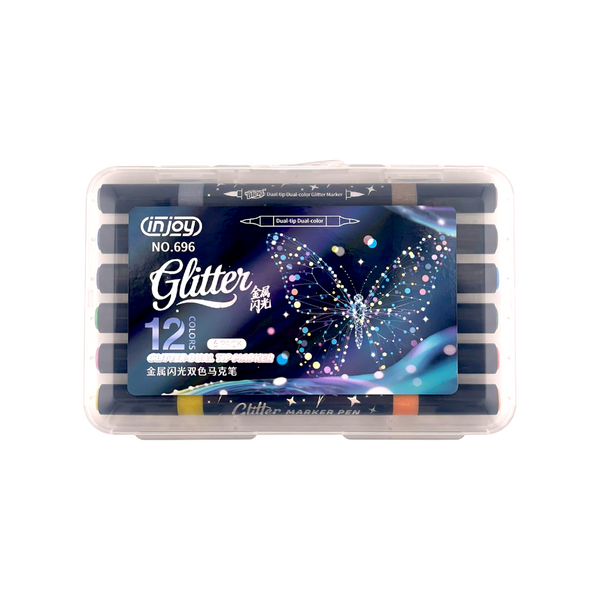 Canetinha Dual com Glitter 12 cores (6 peças) - 696-6