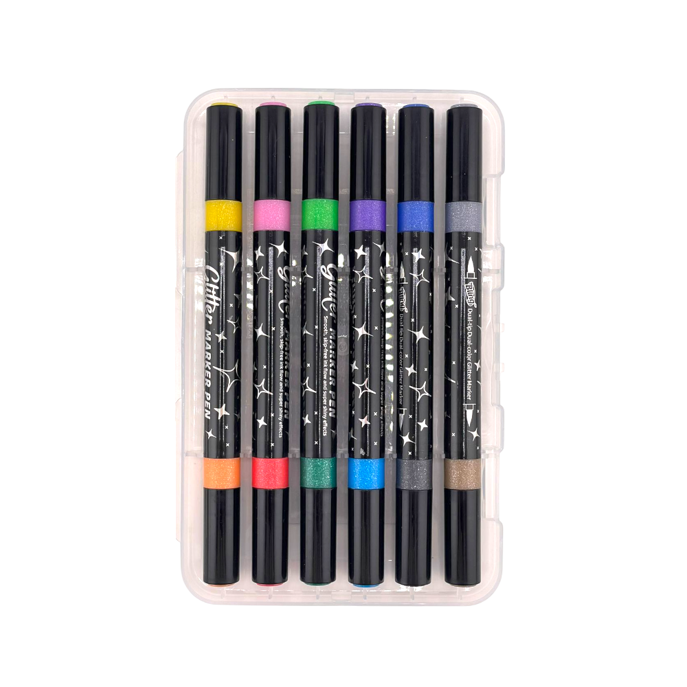 Canetinha Dual com Glitter 12 cores (6 peças) - 696-6