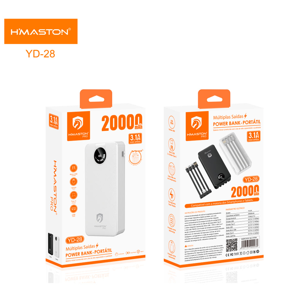 Powerbank 20000mAh YD-28 - 1 unidade