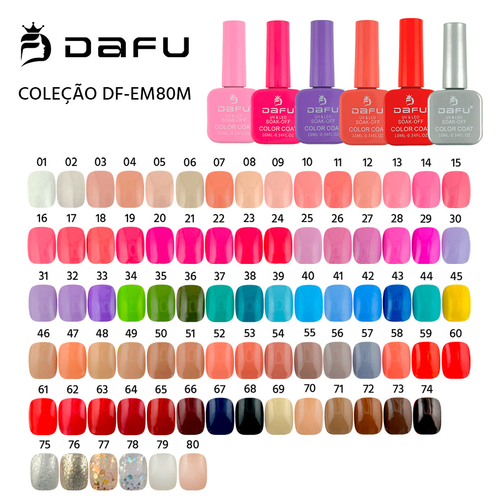 Esmalte em Gel DAFU 10 ml - Coleção DF-EM80M - 80- Box com 480 unidades 6 de cada cor