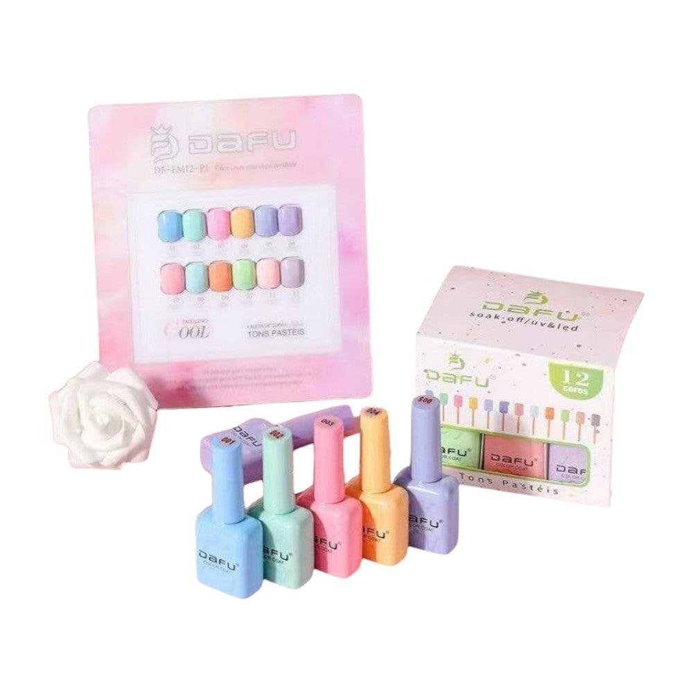 Esmalte em gel 12 tons pasteis Dafu