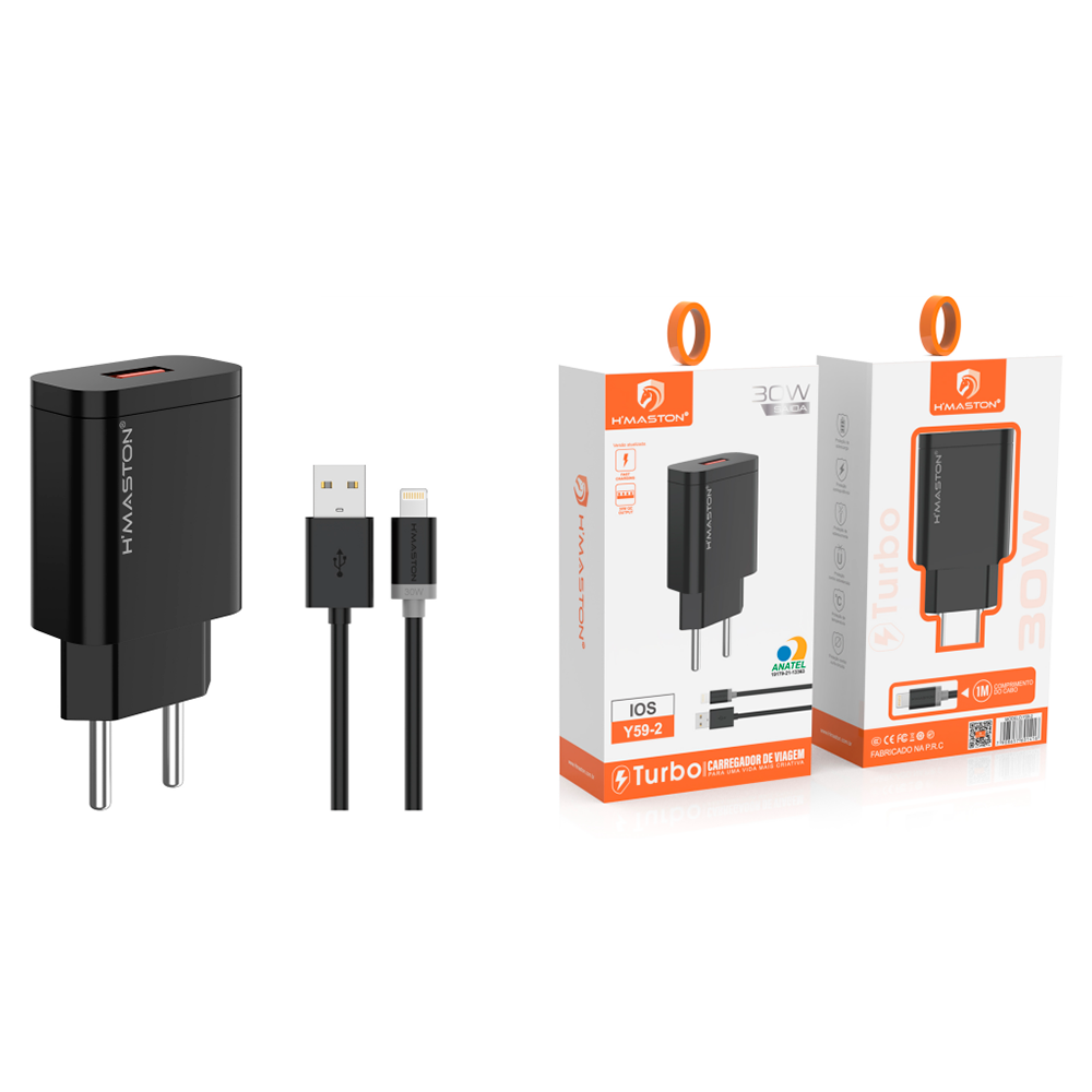 Carregador com cabo USB para Lightning - 1 unidade