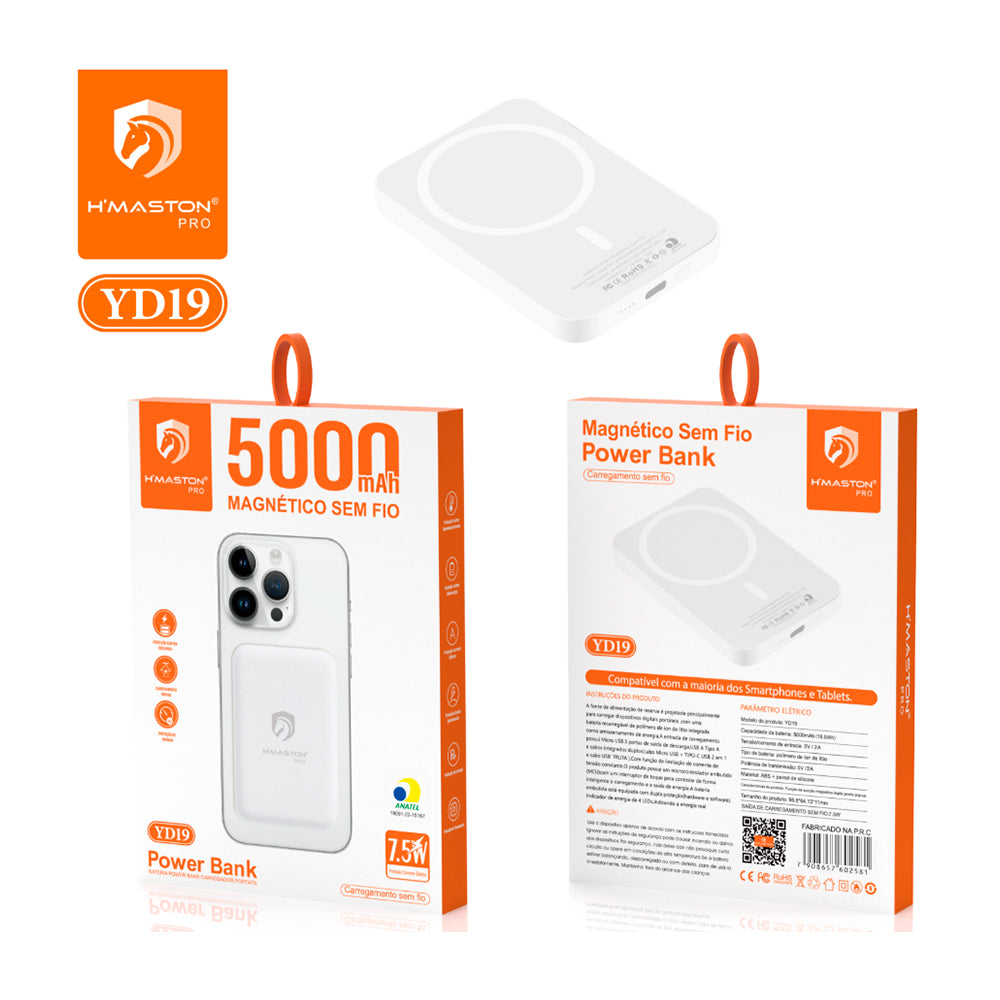 Powerbank Magnético sem fio 5000mAh YD-19 - 1 unidade