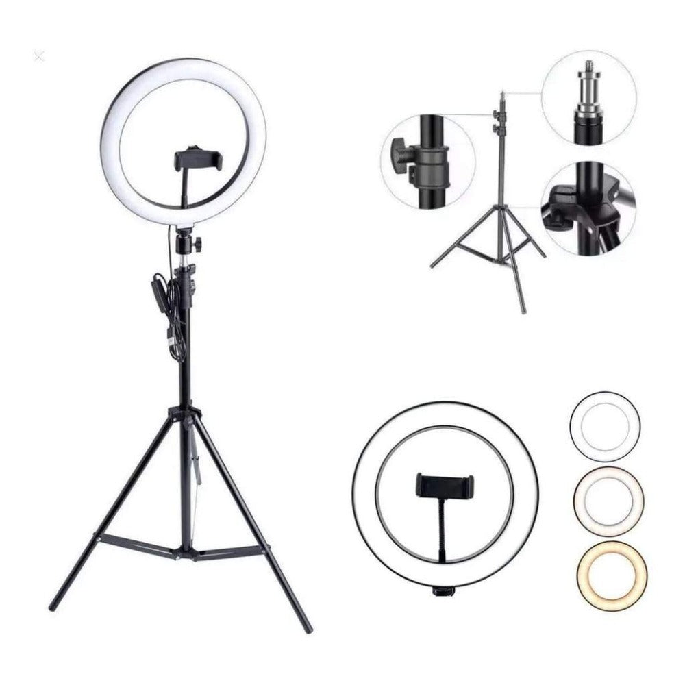 Ring Light Led Iluminador 30cm 12 Polegadas Completo Tripé 2M